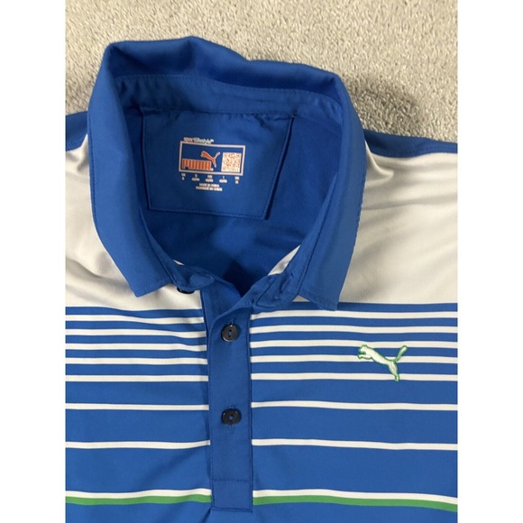 Puma Golf Polo DryCell Striped Short Sleeve Stretch Golf Shirt Mens Size Small - Picture 1 of 8